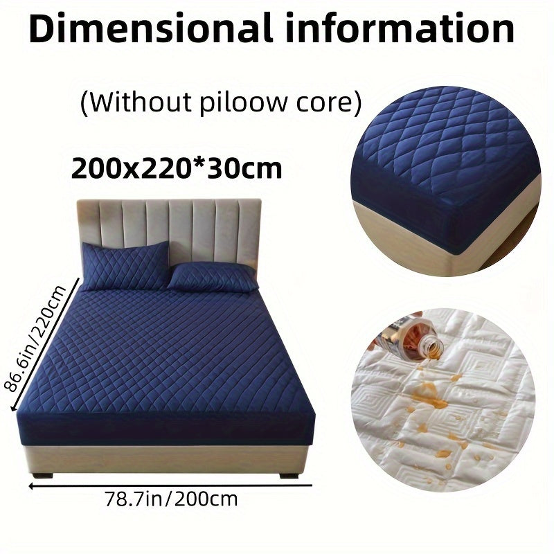 2/3pcs Set of Quilted Waterproof Bed Cover in Multiple Colors, Waterproof Mattress Protector, Bed Cover And Pillowcase Set, Non-Slip Full Coverage Bed Cover.