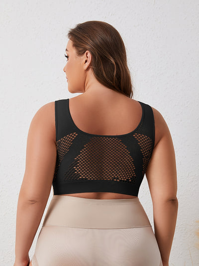 ZIMI COLLECTION Women's Plus Size High-Elasticity Sports Bra - Seamless Wireless Workout Top, Double Layer Support No Padding Needed, Non-Transparent Gym Yoga Running Bra for Everyday & Athletic Activities - All-Season Active