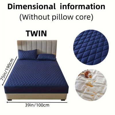 2/3pcs Set of Quilted Waterproof Bed Cover in Multiple Colors, Waterproof Mattress Protector, Bed Cover And Pillowcase Set, Non-Slip Full Coverage Bed Cover.