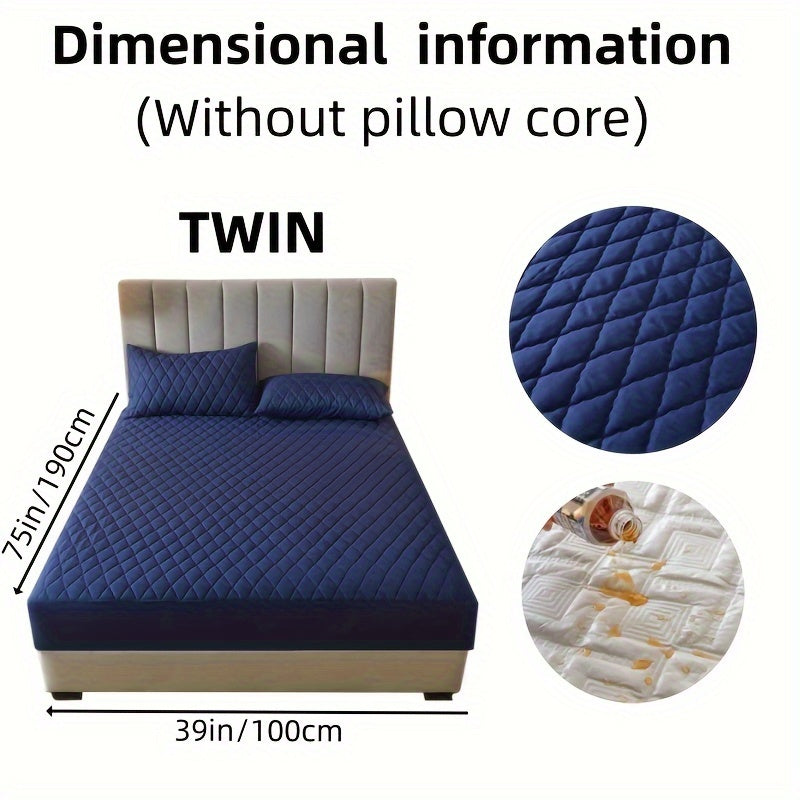 2/3pcs Set of Quilted Waterproof Bed Cover in Multiple Colors, Waterproof Mattress Protector, Bed Cover And Pillowcase Set, Non-Slip Full Coverage Bed Cover.