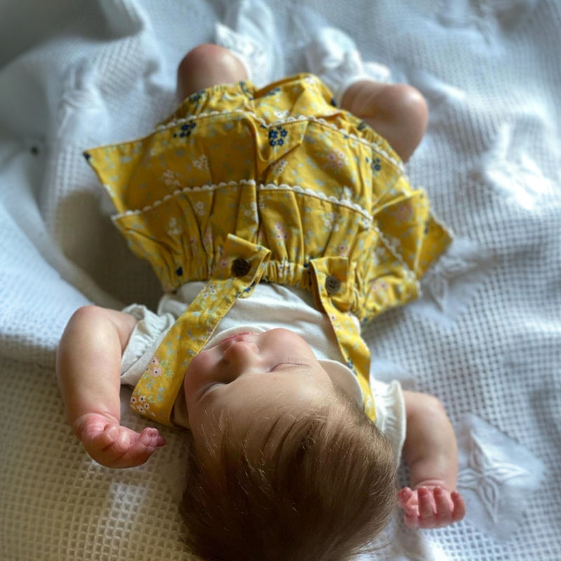 48.26cm Asleep Reborn Baby Doll Toy with 3D-Paint Light Beige & Veins, Intricate 3D-Crafted Dress, Lace Sleeves & Bow Detail - Handmade Realistic Princess Bebe Doll for Girls, Birthday Gift, Baby Doll Clothes, Detailed Crafts