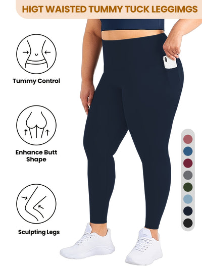 Women'S High-Waist Yoga Leggings with Side Pockets - Stretchy, Tummy Control, Sculpting Design, Black, Slim Fit, High Waisted, Perfect for Sports & Casual Wear, Workout Leggings | Slim Fit Leggings | High Waisted Legging