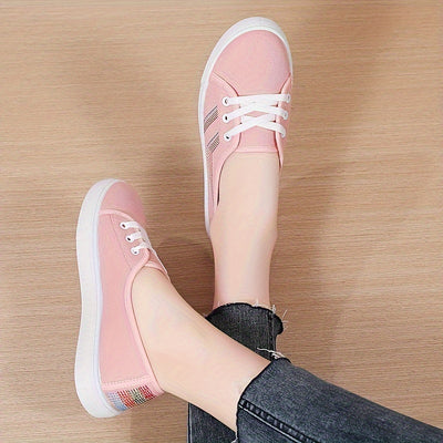 Women's Simple Canvas Shoes, Casual Lace Up Outdoor Shoes, Comfortable Low Top Sneakers