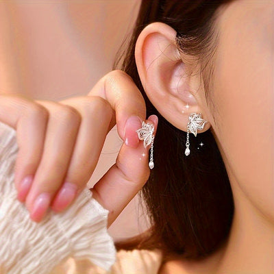 Pair of Elegant, Romantic Hollow Butterfly Tassel Earrings, Exquisite Craftsmanship, Quality Choice, Essential for Special Occasions and Dates, Adds a Touch of Elegance to Daily Wear, Perfect Gift for Valentine'S Day/Birthday