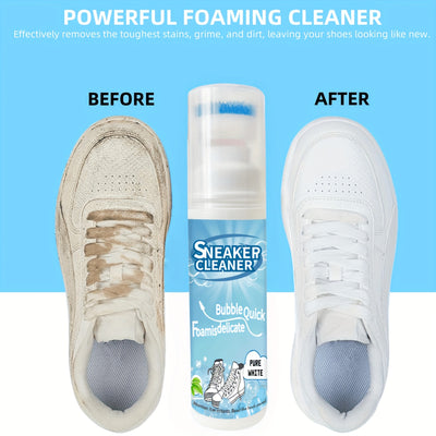 2pcs White Shoe Cleaner Set, 2.76oz Shoe Cleaning Kit with Brush, Suitable for Leather, Knit, Canvas, Faux Leather, PU, Plastic Material, Universal Use, Chemicals Included, Shoe Cleaner|Sleek Shoe Cleaner|Durable Plastic Bott