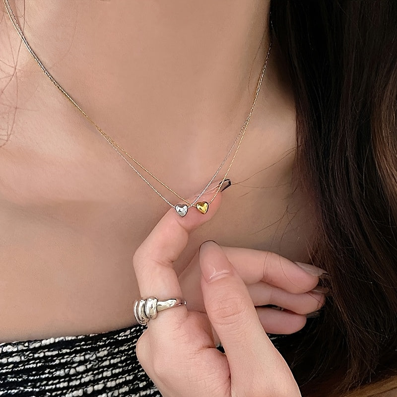 A 304 Stainless Steel Pendant Necklace With A Sweet Style, Casting Process, Delicate And Small Brushed Small Peach Heart Shape, Specially Designed For Women, Small And Extraordinary Love Treasures, Suitable For Young Ladies T