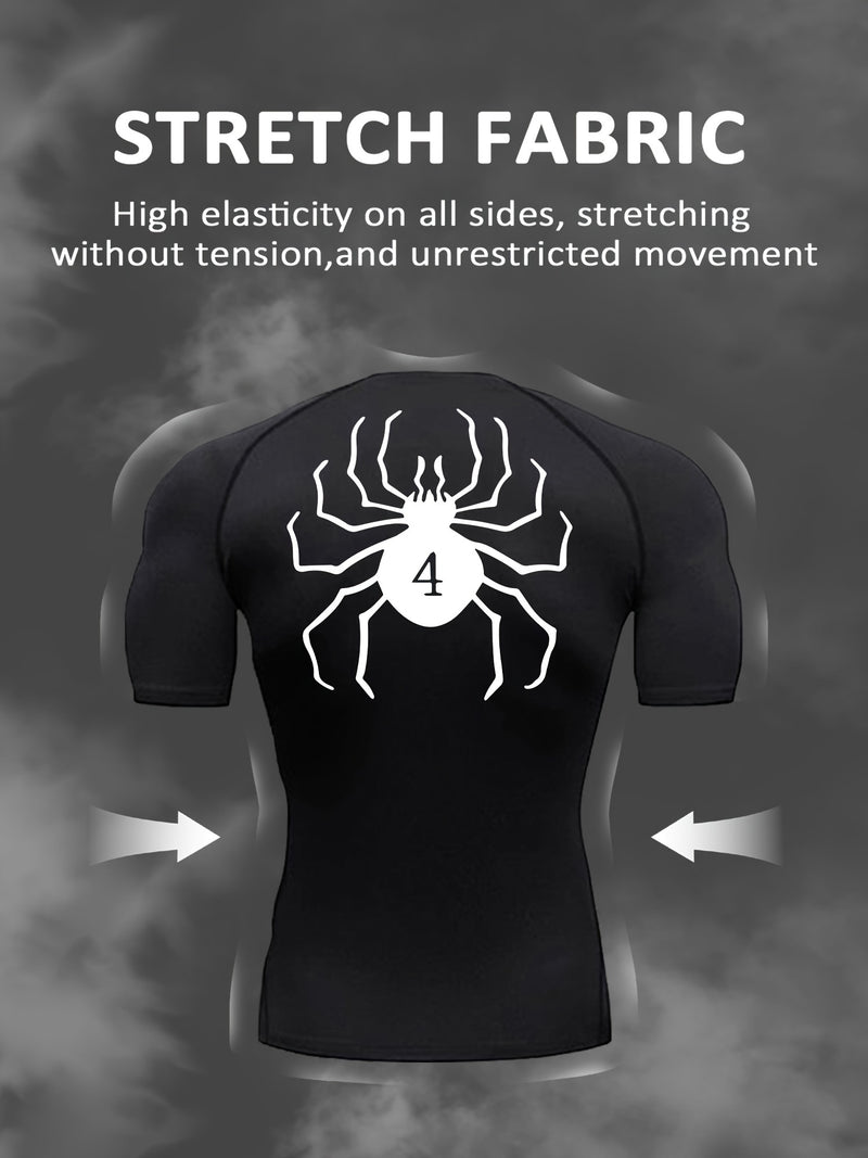 Spider Pattern Compression Shirts Men&