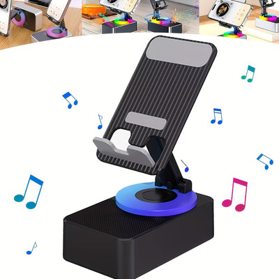 Wireless Speaker with Phone Holder, Stereo Sound, Mobile Phone Stand, Speaker with Non-Slip Base, Subwoofer Speaker - Perfect for Indoor and Outdoor Use, Desktop, Party - Ideal Gift for Family, and Friends - Suitable gifts fo