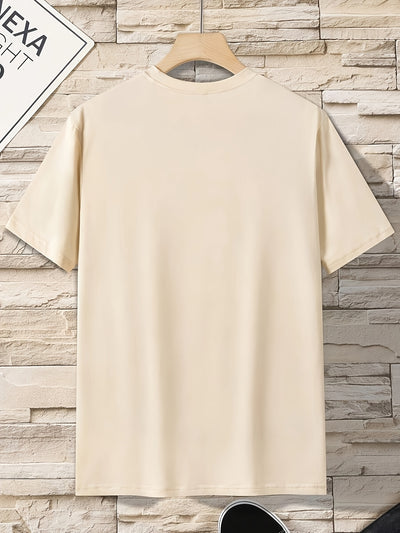 Men'S Gradient City Theme Letter Print Casual Sports T-Shirt, Polyester Crew Neck Tee, with Slight Stretch, for Summer - Versatile for Running, Training, Hiking, Daily & Casual Wear, Adult & Teen Unisex Style