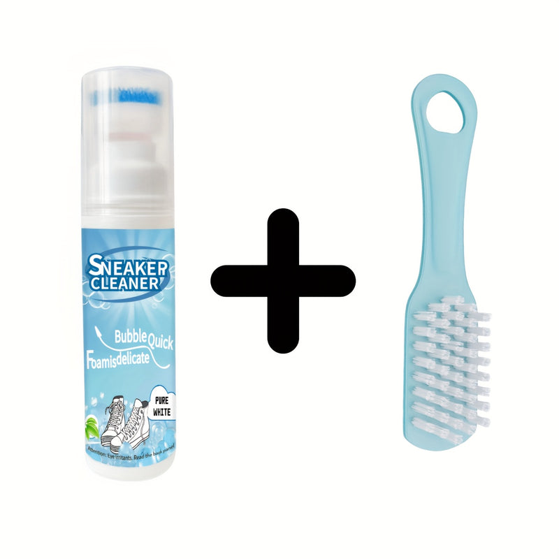 2pcs White Shoe Cleaner Set, 2.76oz Shoe Cleaning Kit with Brush, Suitable for Leather, Knit, Canvas, Faux Leather, PU, Plastic Material, Universal Use, Chemicals Included, Shoe Cleaner|Sleek Shoe Cleaner|Durable Plastic Bott