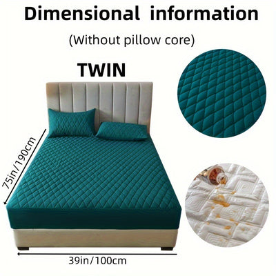 2/3pcs Set of Quilted Waterproof Bed Cover in Multiple Colors, Waterproof Mattress Protector, Bed Cover And Pillowcase Set, Non-Slip Full Coverage Bed Cover.