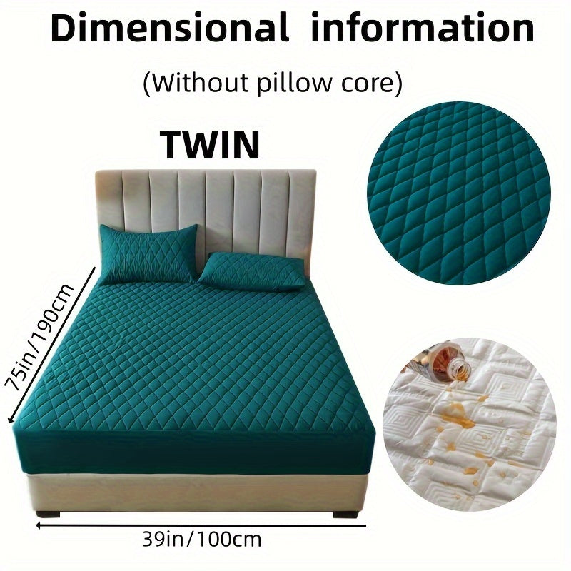 2/3pcs Set of Quilted Waterproof Bed Cover in Multiple Colors, Waterproof Mattress Protector, Bed Cover And Pillowcase Set, Non-Slip Full Coverage Bed Cover.