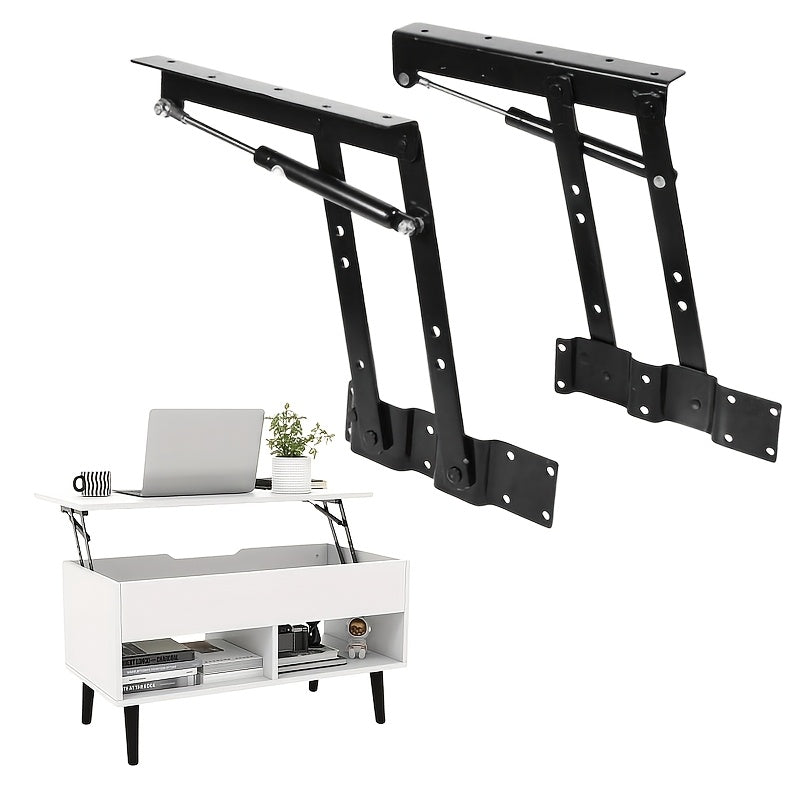 2pcs Adjustable Height Folding Coffee Table Hinges, Pneumatic Lift Table Accessories, Wooden Living Room Coffee Table with Hidden Compartment, Multifunctional Support Frame, Suitable for Living Room and Bedroom, Industrial Ha
