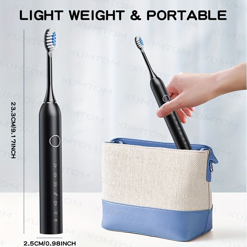Adult Sonic Electric Toothbrush 8 Brush Head Set, Includes Storage Box + Toothbrush Holder, 6 Cleaning Modes, Smart Timer, Suitable for Sensitive Gums, Travel Outdoor, Life, USB Charging, 2025 Christmas Gift, New Year, Valent
