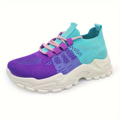 Women's Breathable Mesh Platform Sneakers, Casual Lace Up Outdoor Shoes, Comfortable Lwo Top Sport Shoes