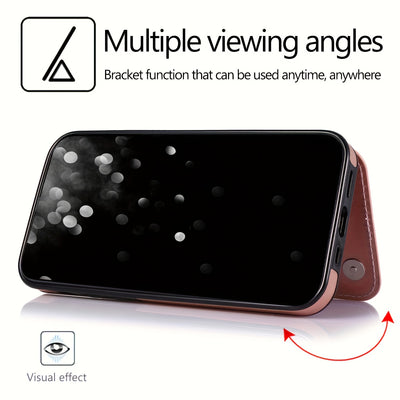 جراب iPhone قابل للطي من الجلد الصناعي عالي الجودة مع فتحات للبطاقات وحامل مقاوم للصدمات متوافق مع موديلات مختلفة بما في ذلك X XR XS Max 11 pro 12 pro 13 pro 14 15 16 SE 6 7 8 plus