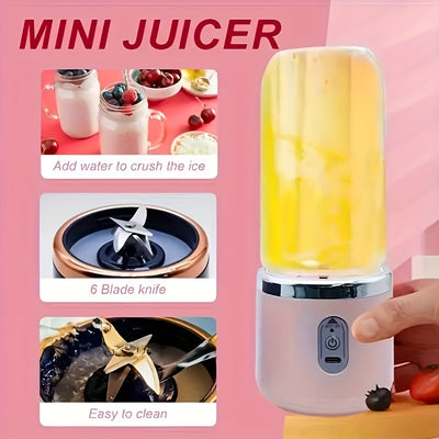 Portable Electric USB Juicer Blender, Dual Cups, Six-Blade System with Button Control, 1500mAh Rechargeble Lithium Battery for Smoothies and Citrus Drinks - Easy to Clean Food Grade Materials Essential Item at Home Kitchen Ou