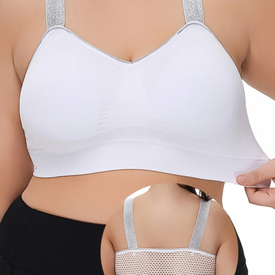 Middle Eastern Summer Thin Silvery Contrast High-End Bra Plus Size Breathable Women's Underwear Gathered Sports Lingerie with Extra Large Cups