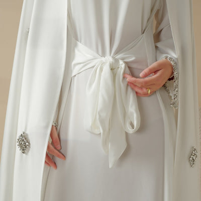 Women'S Elegant Muslim Abaya - Heavy Rhinestone-Embellished Long Sleeve Shawl Robe with Batwing Sleeves & Floor-Length Design, Loose Fit Islamic Dress for Ramadan, Prayer, Daily Wear - Modest Muslim Clothing (MOA067), Abaya F