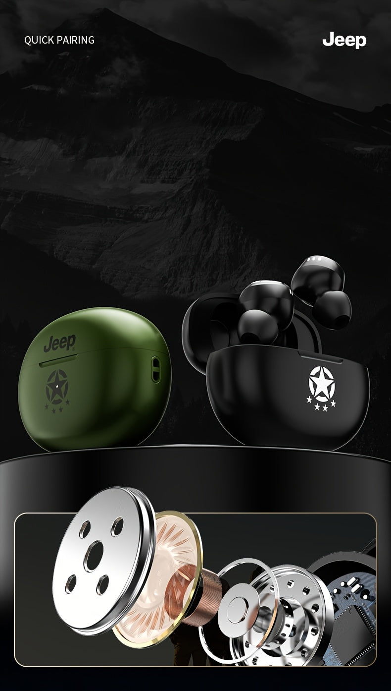 Jeep JP EW112 TWS Wireless Earbuds - Stereo Sound, HD Call Quality, Touch Control, Rechargeable Lithium Battery, USB Type-C Charging, Compatible with Cellphones, Ideal for Gaming & Music, Wireless Earbuds | Modern Earbuds | T