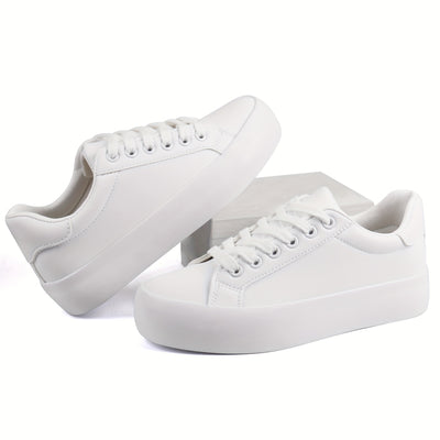 Women's Simple Platform Sneakers, Casual Lace Up Outdoor Shoes, Comfortable Low Top Shoes