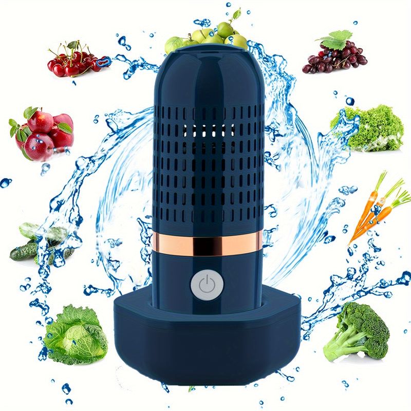 Fruit and Vegetable Cleaning Machine, Fruit and Vegetable Cleaner, USB Wireless Food Purifier, Cleaner Device for Washing Fruits, Vegetables, Rice, Meat and Tableware (Blue)
