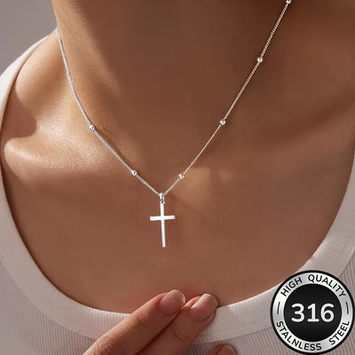 AIVEO high-quality 316 stainless steel Golden Women's cross necklace, -fade, comfortable and versatile, simple and elegant, fashionable Women's necklaces for daily wear parties, jewelry accessories, are exquisite gifts for wo