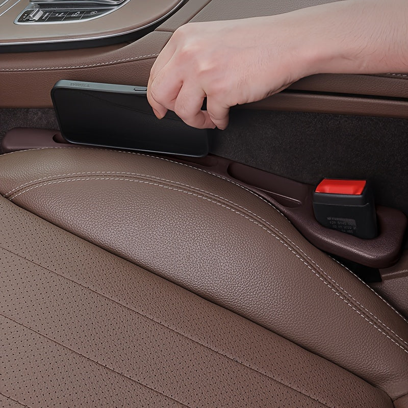 Pair of Universal Car Seat Gap Fillers: Double Slot Design for Organizing Keys, Mobile Phones, Cards, Coins, etc. - Leak-proof and Made of PC Material