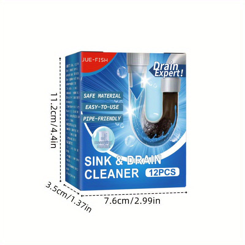 12pcs High-Quality Drain Cleaner - Powerful Kitchen Sink & Pipe Unclogging Powder, Safe for All Surfaces, Sewer Cleaning, Pipe Cleaning Powder
