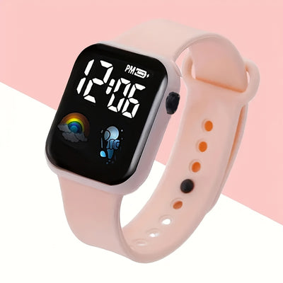 6pcs Women's Elegant & Cute Pink Smartwatch & Jewelry Set with Heart-Shaped Face, Interchangeable Strap, Necklace, Bracelet, Ring & Earrings - Digital Display Electronic Watch with Strap, Pink & Clear Bezel, Perfect for Daily