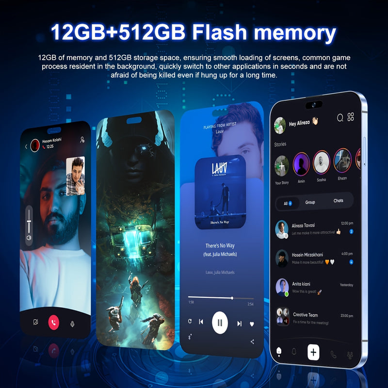 I16 Pro Max 2025 New 6.8" HD Large Display Smartphone, Multi-function Unlocked Phone, 12+512GB, Front And Rear HD Camera, 6800 MAh Large Capacity Battery, With Data Cable, Suitable For Birthday Gifts