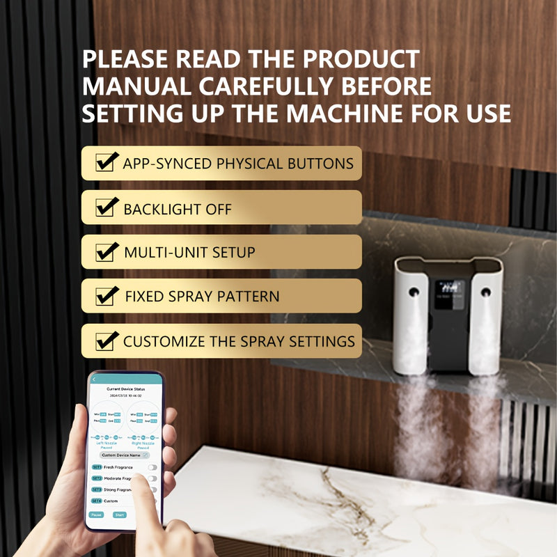 Waterless Essential Oil Diffuser for Home & Hotel, Spa, Office – Max 3000 sq ft Coverage, 2*160ml Capacity, Hotel Series Nebulizing Diffuser with Intelligent Aroma Air Dispersion, Wall-Mountable Design, Ultra-Quiet 35dB Whi