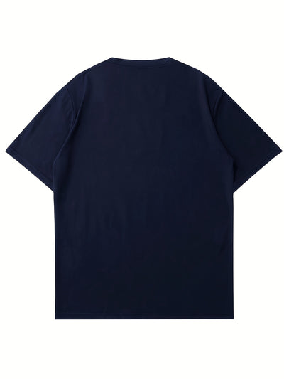 Men'S Gradient City Theme Letter Print Casual Sports T-Shirt, Polyester Crew Neck Tee, with Slight Stretch, for Summer - Versatile for Running, Training, Hiking, Daily & Casual Wear, Adult & Teen Unisex Style