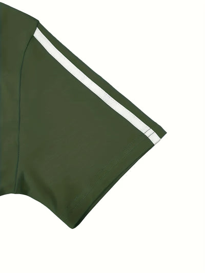 Women'S Casual Fashion Outdoor Sports Set, Double-Sided Striped Round Neck Short Sleeve Long Pants Two-Piece, Women'S Athletic Jogging