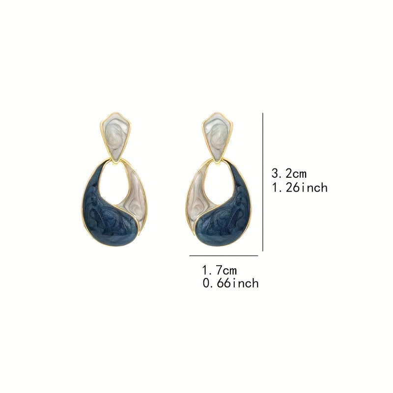 [ Pair of 2pcs, Blue Teardrop Earrings, High-Quality Jewelry, Upgraded Retro Earrings, High-End Decorative Earrings, Suitable for Daily Wear, Wedding Season Accessories, Suitable for Gifts for Girlfriends, Classmates And Good