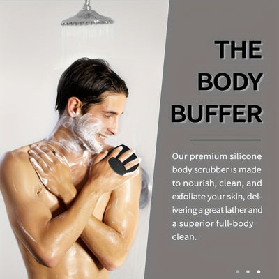 Elegant Men's Exfoliating Tool with Ergonomic Non-Slip Handle – Easy to Clean, Rinse Off Instantly, Battery-Free Design for Shower or Bath Use. A Must-Have Grooming Essential in Any Stylish Man’s Spa Experience—Includes