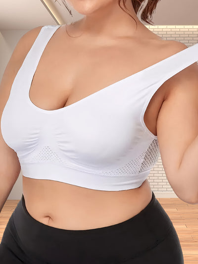 ZIMI COLLECTION Women's Plus Size High-Elasticity Sports Bra - Seamless Wireless Workout Top, Double Layer Support No Padding Needed, Non-Transparent Gym Yoga Running Bra for Everyday & Athletic Activities - All-Season Active