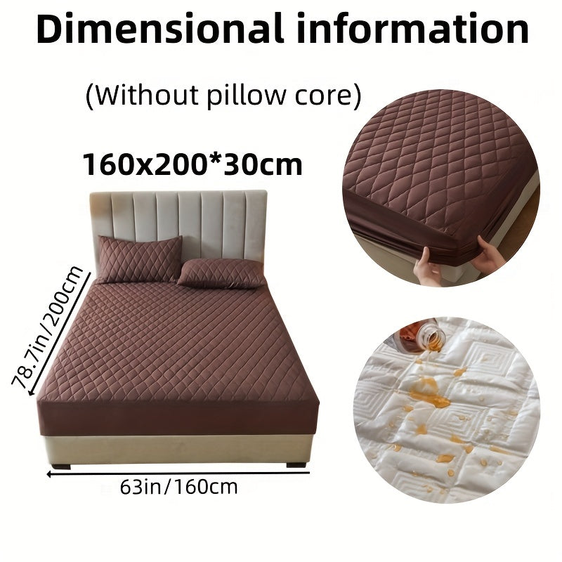 2/3pcs Set of Quilted Waterproof Bed Cover in Multiple Colors, Waterproof Mattress Protector, Bed Cover And Pillowcase Set, Non-Slip Full Coverage Bed Cover.