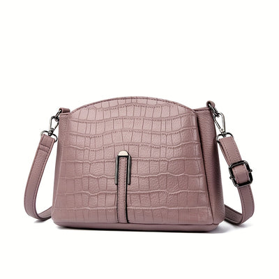 Women'S Multi-Compartment Crossbody Bag with Adjustable Strap - Synthetic, Zipper Closure, Elegant Geometric Pattern in Beige, Burgundy, Black, and White - Perfect for Casual or Formal Occasions, Crossbody Purse