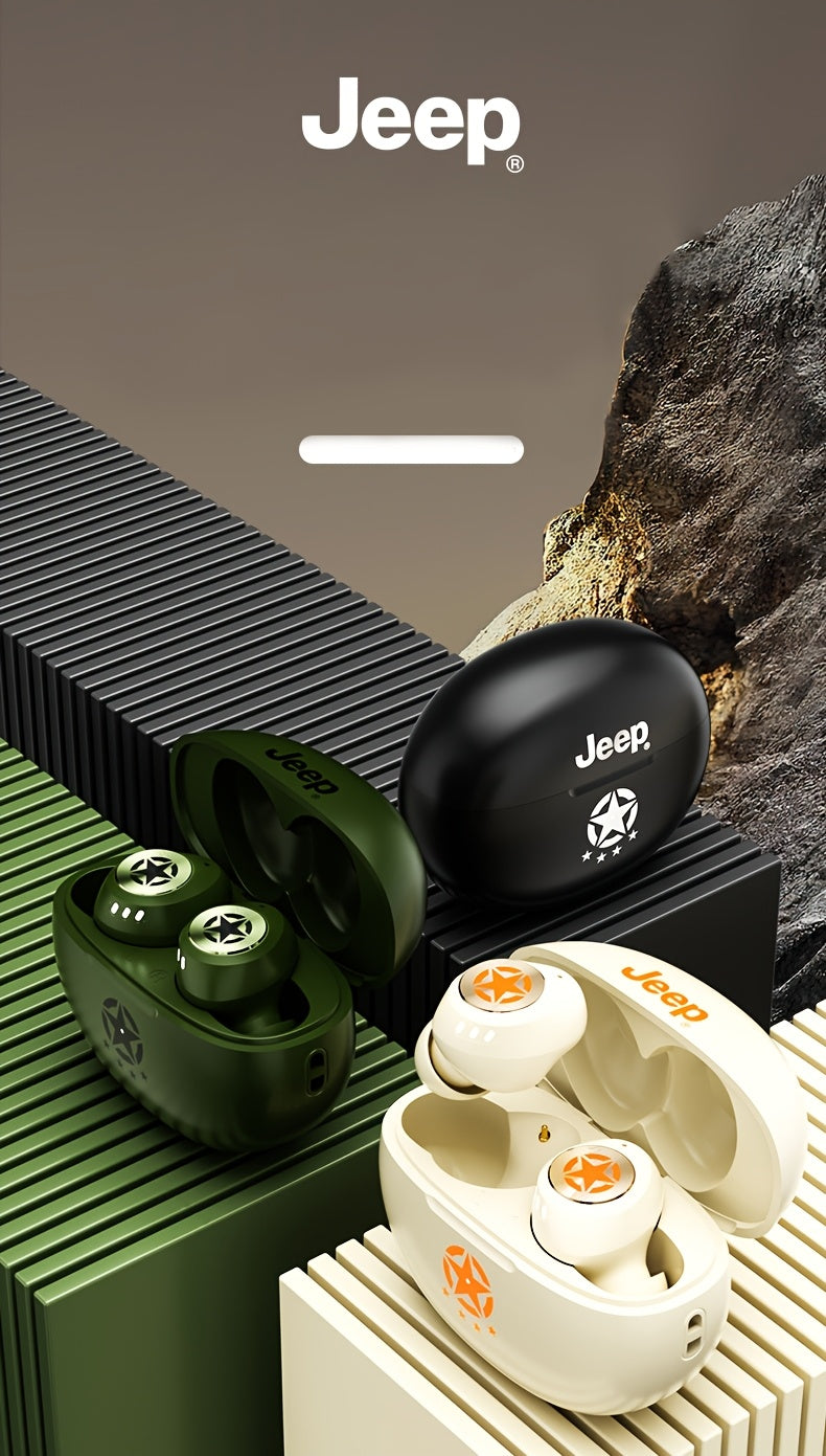 Jeep JP EW112 TWS Wireless Earbuds - Stereo Sound, HD Call Quality, Touch Control, Rechargeable Lithium Battery, USB Type-C Charging, Compatible with Cellphones, Ideal for Gaming & Music, Wireless Earbuds | Modern Earbuds | T