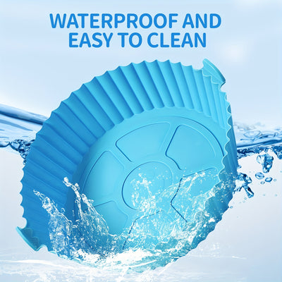 6pcs Silicone Air Fryer Liners - Blue Non-Stick Baking Pans with Scalloped Edges & Perforated Design for Even Heat Distribution, Easy Release, Healthy Oil-Free Cooking - Food-Safe, Reusable, Fits Most Air Fryers, Reusable Kit