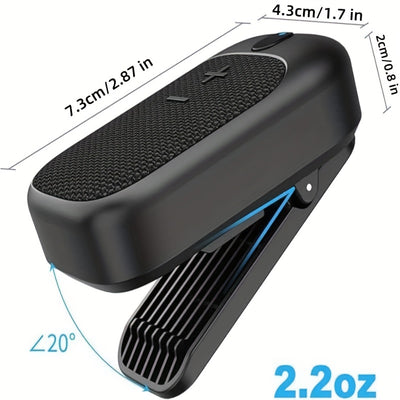 1pc IPX5 Wireless Speaker with Built-in Mic, 18H Playtime, USB-C Charging, Clip-On Mini Portable Design for Sports/Work/Cycling - Smart Voice Assistant, Black, Handsfree Music | Compact Clipon | Textured Surface, Speaker