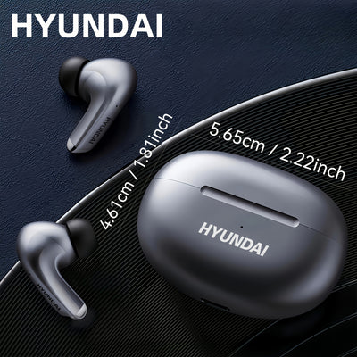 HYUNDAI 2025 Hot Selling Wireless Wireless Earbuds - Low Latency, Long Battery Life, Sound Isolation, with Mic for Gaming, Sports, and Music, Touch Control, USB-C Charging, Semi-Open Back Design, Condenser Microphone, Ideal f