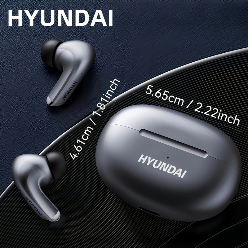 HYUNDAI 2025 Hot Selling Wireless Wireless Earbuds - Low Latency, Long Battery Life, Sound Isolation, with Mic for Gaming, Sports, and Music, Touch Control, USB-C Charging, Semi-Open Back Design, Condenser Microphone, Ideal f