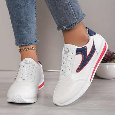 Women's Simple Platform Sneakers, Casual Lace Up Outdoor Shoes, Comfortable Low Top Shoes