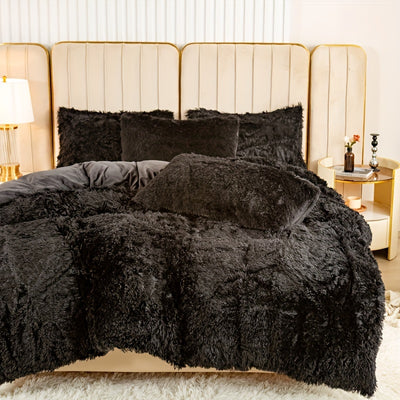 طقم غطاء لحاف فاخر من 3 قطع - غطاء سرير ناعم ومريح لجميع المواسم مصنوع من البوليستر بسحاب لغرفة النوم وغرفة الضيوف والمبيت