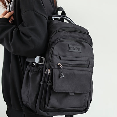 حقيبة ظهر أنيقة بيضاء على الطراز الياباني لطلاب المدارس الثانوية والجامعات - سعة كبيرة، خفيفة الوزن، حزام قابل للتعديل، إغلاق بسحاب، تصميم كاجوال، قابلة للغسل اليدوي | حقيبة ظهر بسيطة | ظهر خفيف الوزن