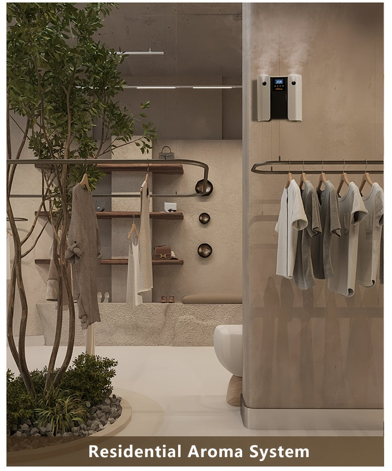 Waterless Essential Oil Diffuser for Home & Hotel, Spa, Office – Max 3000 sq ft Coverage, 2*160ml Capacity, Hotel Series Nebulizing Diffuser with Intelligent Aroma Air Dispersion, Wall-Mountable Design, Ultra-Quiet 35dB Whi