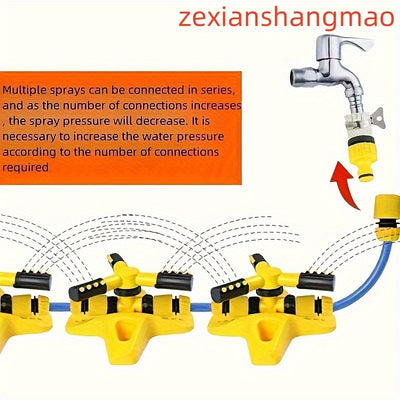 6pcs Lawn Sprinkler Set. 360° Rotating Sprinkler with Adjustable Arm, Plastic Material, Multi-Angle Rotation, Garden Irrigation System [2 4-Way Water Connections + 1 4/6 Standard Connection + 1 Multi-Function Connection]