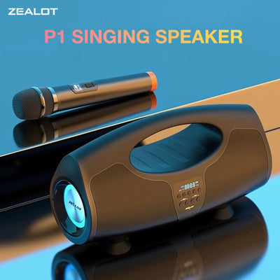 ZEALOT Wireless Portable P1 Speaker High Power Dual Speaker, With Microphone Subwoofer 3D Surround Sound, Surging Bass, FM TF USB Plug-in Card Compatible Connect With Mobile Phone/Tablet/TV